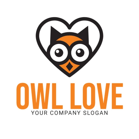 Modèle de logo pour l'amour des hiboux