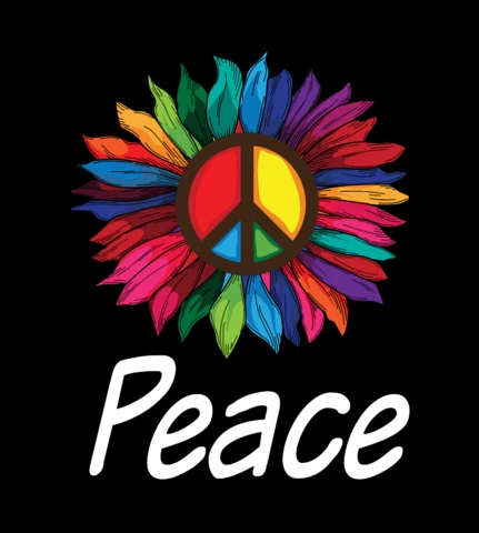 Rainbow Sunflower Peace Sign T-shirt Design Template