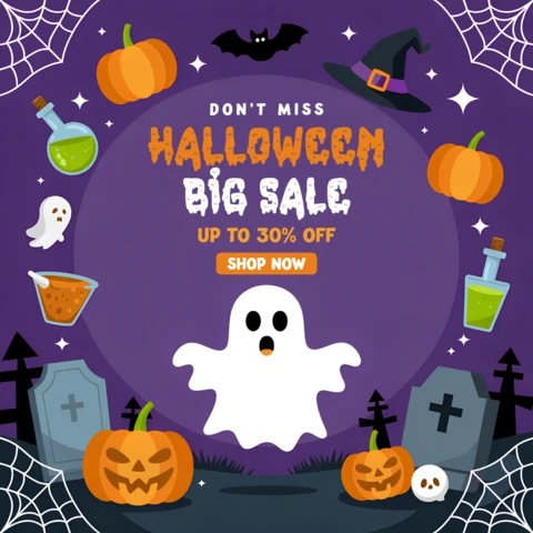 Playful Halloween Ghost Design Template for Promotional Flyers