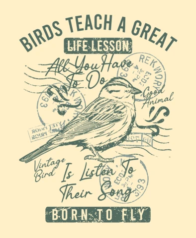 Vintage Bird Life Lesson T-Shirt Design Template