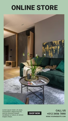 Minimalistische Designvorlage für Instagram-Story-Posts in sanftem Grün