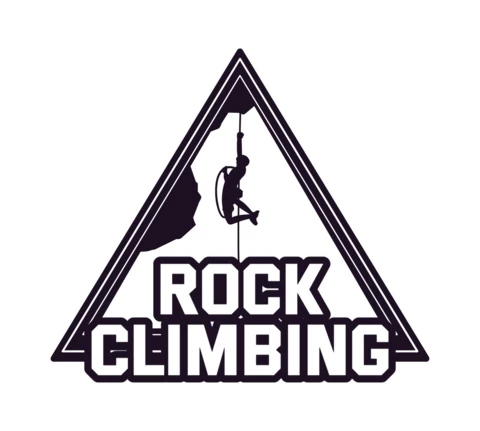 Rock Climbing With Climber Logo Design Template