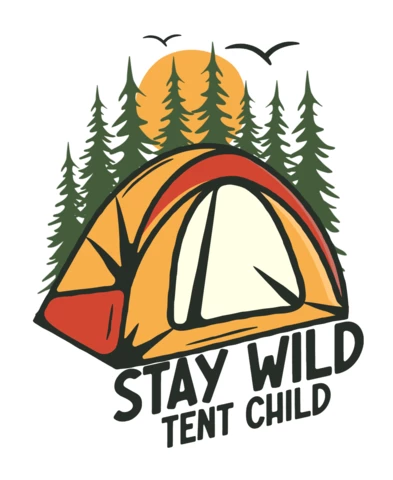 Modèle de badge de tente de camping