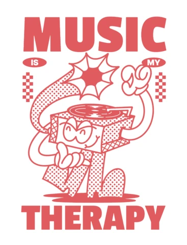 Retro Cartoon Style Music Therapy Design Template