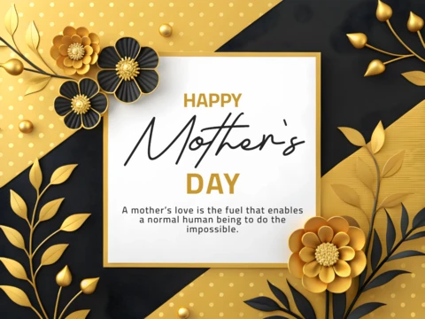 Elegant Floral Mother's Day Template Design with Gold Accents