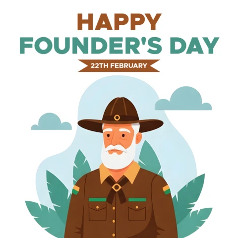 Founder’s Day Celebration Design Template with Vintage Ranger Illustration for Greeting Cards