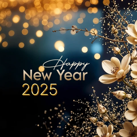 Bonne année 2025 modèle floral élégant