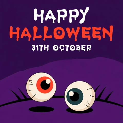 Template de design de Halloween assustador com olhos de desenho animado para convites de festa