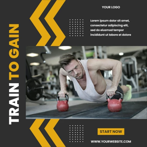 Yellow Chevrons Ad Social Media Post Template