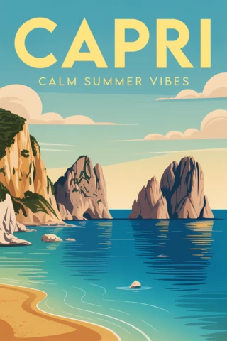 Design d'été de Capri pour des affiches de voyage rétro.