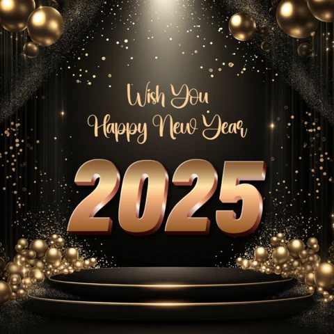 2025 d'or vœux pour la nouvelle année modèle de conception de post instagram