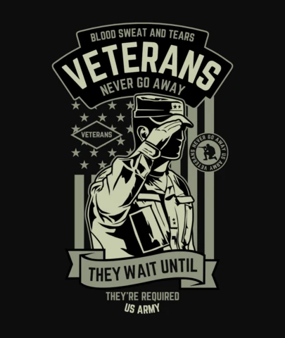 Veteran Soldier Art Deco T-Shirt Design Template