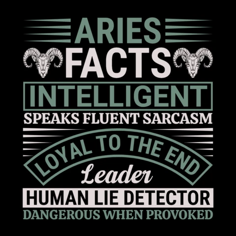 Aries Facts Intelligent Leader Zodiac Sign T-Shirt Design Template