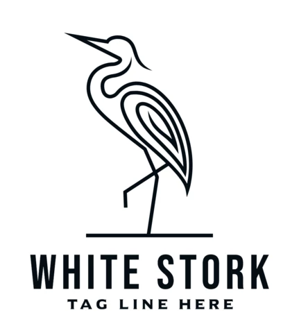 White Stork Logo Design Template