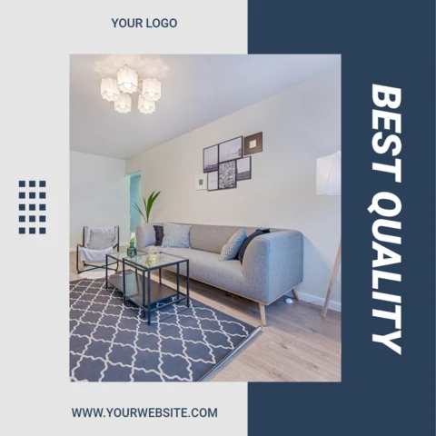 Flat Grey And Blue Advertising Instagram Post Design Template