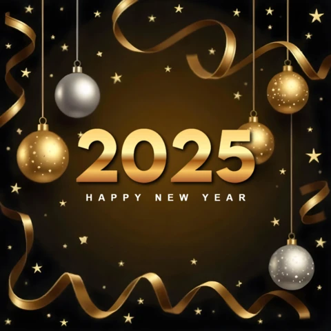 2025 happy new year festive golden party design template