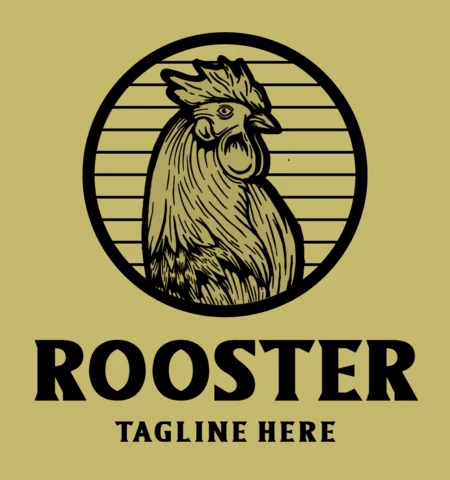Modèle de conception de logo vintage coq