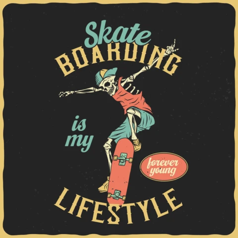 Skateboarding ist mein leben skelett t-shirt vorlage