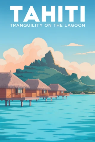 Tahiti Blue Lagoon Design Template for Travel Posters