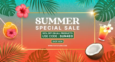 Vibrante plantilla de diseño de venta de verano con elementos tropicales