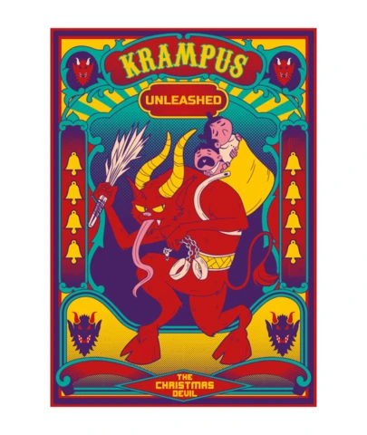 Krampus Circus Cartoon T-Shirt Design Template