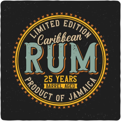 Plantilla de diseño de camiseta vintage con ron caribeño