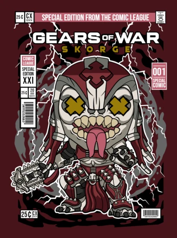 Plantilla de diseño de portada de revista de personajes de dibujos animados de Gears of War