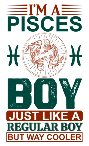 Editable Pisces Boy Design Template with Fun Typography Style