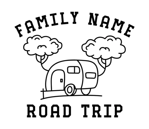 La silhouette d'un voyage en famille sur la route - modèle de t-shirt