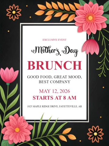 Floral Mother's Day Brunch Invitation Template - Elegant Design for Special Events
