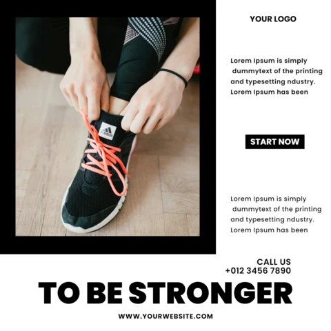 Minimalist White Gym Center Instagram Post Design Template