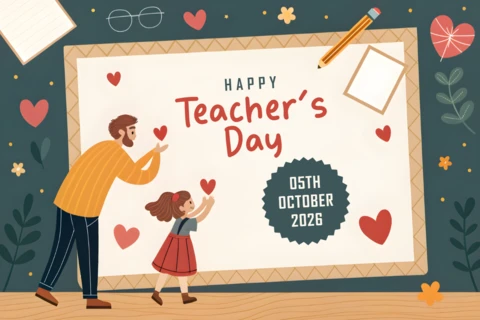 Whimsical Teacher's Day Design Template for Editable Celebrations