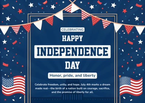 Modelo de celebração do dia da independência com design de bandeirinhas e estrelas