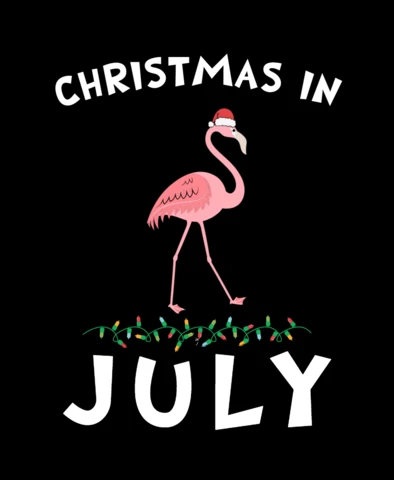 Christmas In July Pink Flamingo T-shirt Design Template