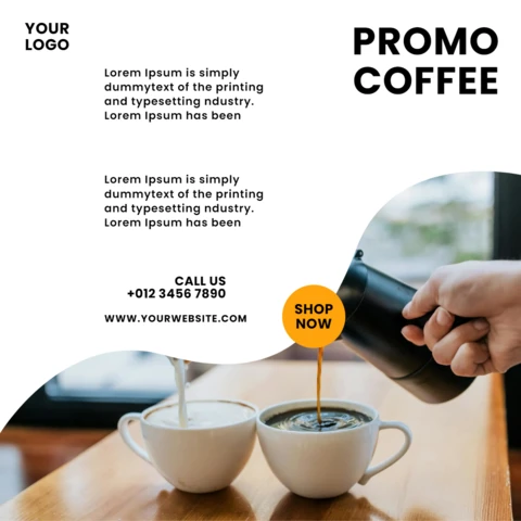 Coffee Shop Promotional Social Media Post Design Template