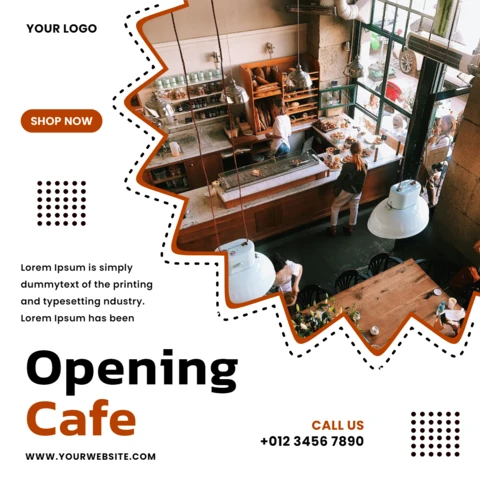 Coffee Shop Promotional Social Media Post Design Template