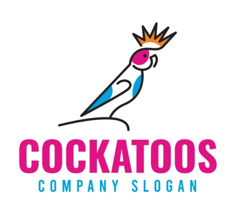 Colorful Cockatoos Bird Logo Design Template