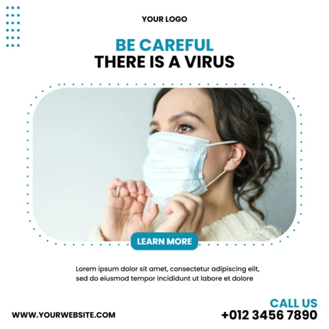 Coronavirus Awareness Medical Instagram Post Design Template