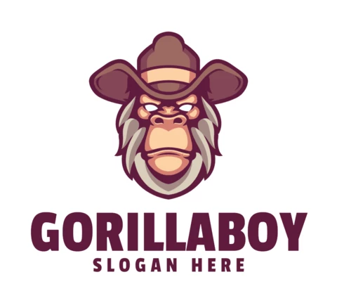 Plantilla de diseño de logotipo de niño gorila