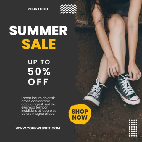 Sneakers summer sale banner social media post design template