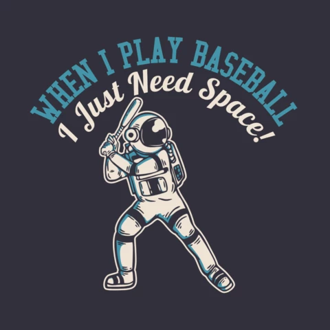 Astronaut Playing Baseball Vintage T-shirt Design Template