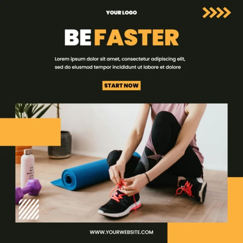 Dynamic Orange Promotional Instagram Post Design Template