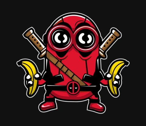 Minion deadpool popcultuur t-shirt ontwerp sjabloon