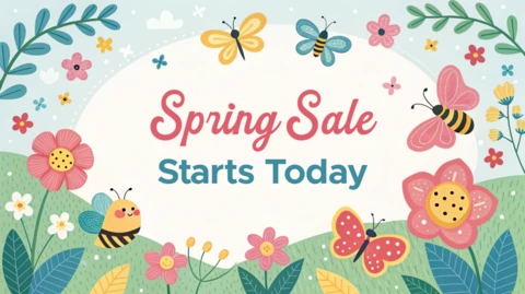 Whimsical Spring Sale Design Template for Promotions