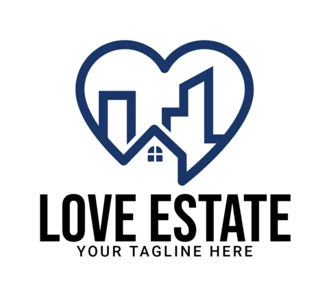 Love real estate realtor logo design template