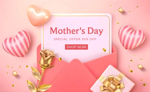Mother's Day Celebration Design Template - Elegant Pink Floral and Heart Theme