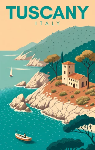 Retro Tuscany Landscape Design Template for Travel Posters