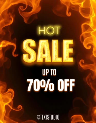 Fiery Hot Sale Banner Design Template – Save Up to 70% Off