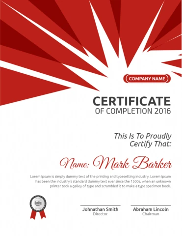 Modern Abstract Certificate Of Completion Post Design Template