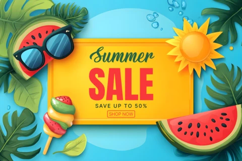 Vibrant Summer Sale Design Template – Editable Tropical Style for Promotions